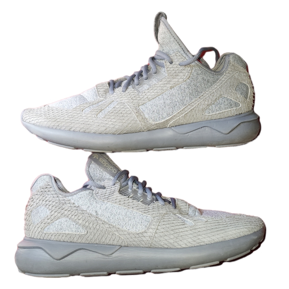 Adidas tubular running shoes gray snakeskin size 12.5